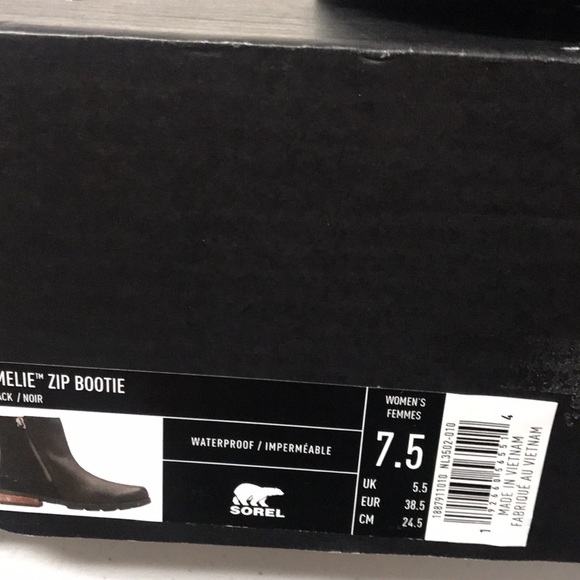 Sorel Women's Black Emelie Zip Waterproof Ankle Bootie, NL3502-010 - Picture 8 of 8